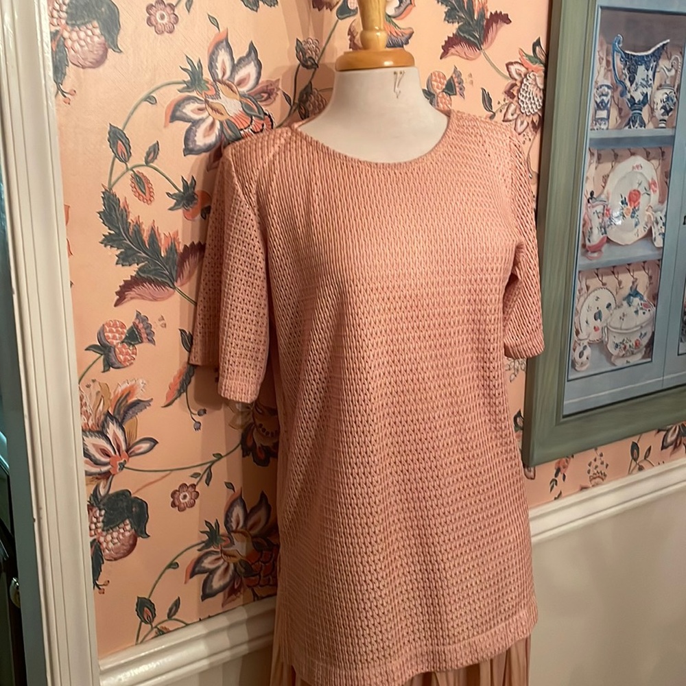 Lovely peach, two piece dress.